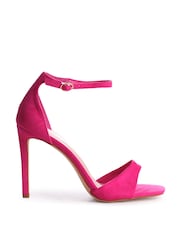 Linzi Pink Elsa Faux Suede Barely There Heeled Sandals - Image 2 of 4