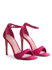 Linzi Pink Elsa Faux Suede Barely There Heeled Sandals - Image 3 of 4