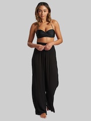 South Beach Black Crinkle Vicose Wide Leg Trousers - Image 5 of 6