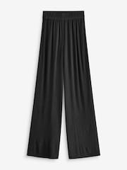 South Beach Black Crinkle Vicose Wide Leg Trousers - Image 6 of 6