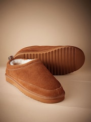 Tan Brown Signature Suede Slippers - Image 3 of 5