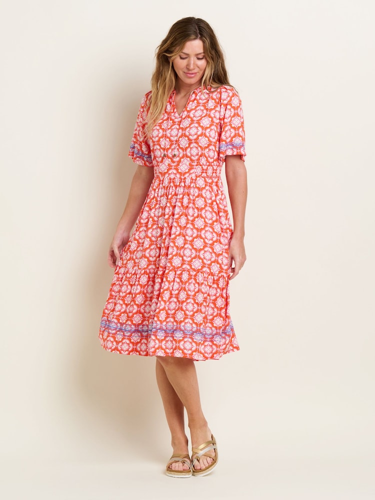 Brakeburn Pink Moroccan Tile Midi Dress - Image 4 of 4