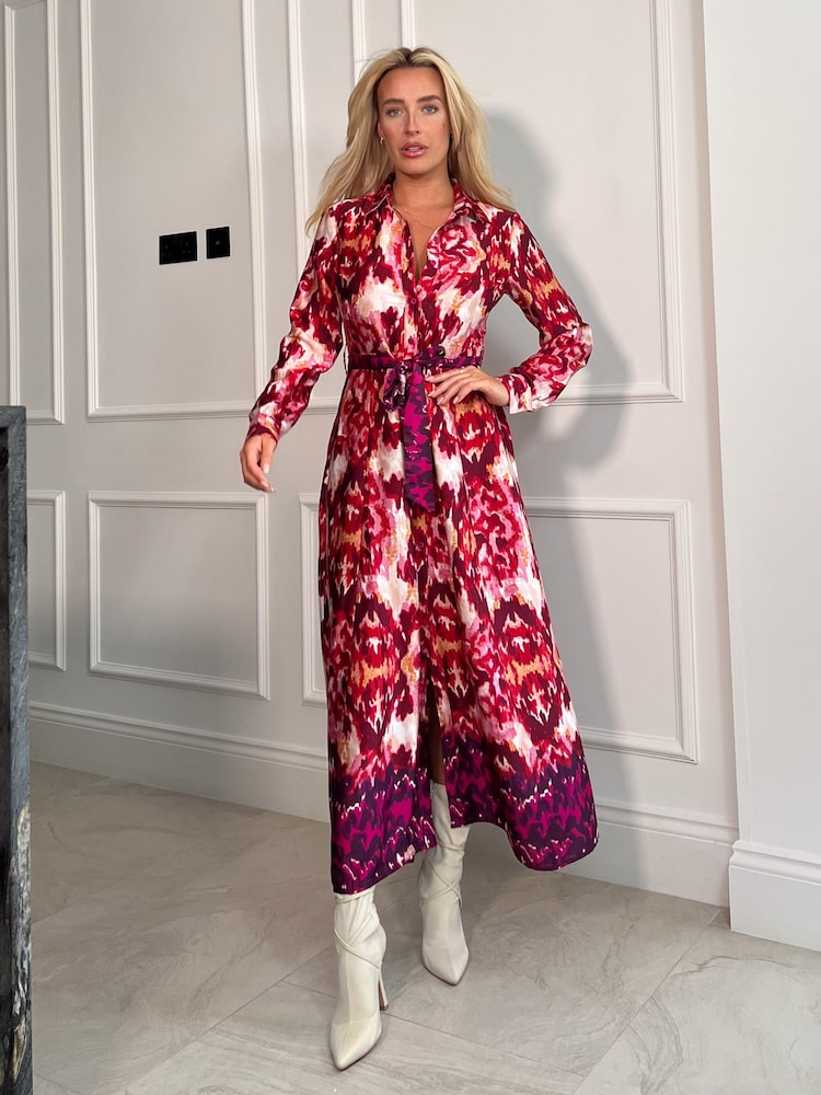 Girl In Mind Pink Brielle Shirt Maxi Dress - Image 1 of 4