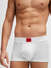 HUGO White Regular-Rise Trunks Stretch Fabric With Logo Label - Image 1 of 5