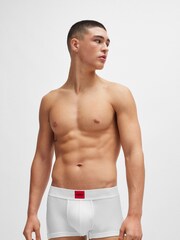 HUGO White Regular-Rise Trunks Stretch Fabric With Logo Label - Image 4 of 5