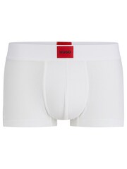 HUGO White Regular-Rise Trunks Stretch Fabric With Logo Label - Image 5 of 5