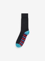 Black Stripe 12 Pack Mens Cotton Rich Black Socks - Image 12 of 13