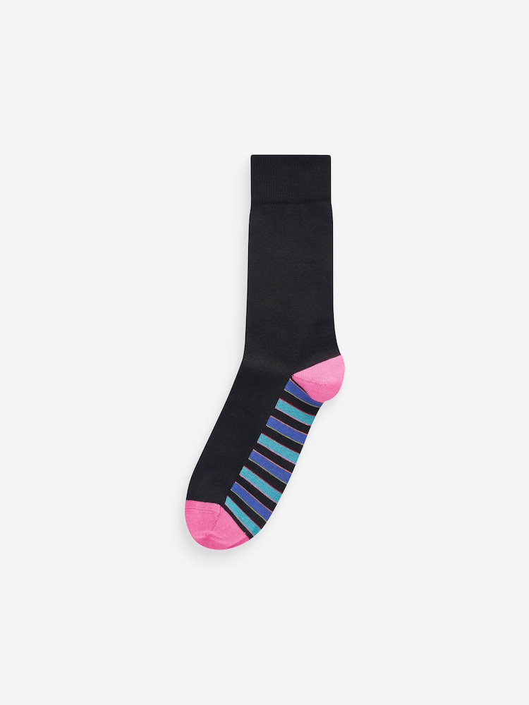 Black Stripe 12 Pack Mens Cotton Rich Socks 7 Pack - Image 4 of 13