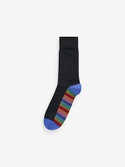 Black Stripe 12 Pack Mens Cotton Rich Black Socks - Image 5 of 13