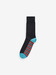 Black Stripe 12 Pack Mens Cotton Rich Black Socks - Image 7 of 13
