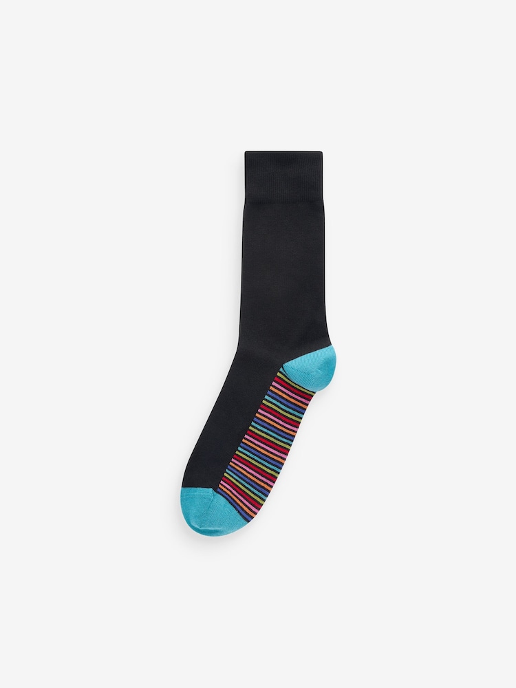 Black Stripe 12 Pack Mens Cotton Rich Socks 7 Pack - Image 7 of 13