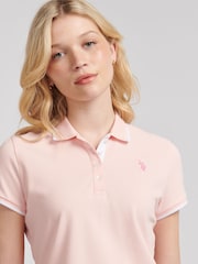 U.S. Polo Assn. Pink Regular Fit Womens Pique Polo Shirt - Image 3 of 7