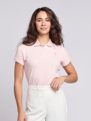 U.S. Polo Assn. Pink Regular Fit Womens Pique Polo Shirt - Image 4 of 7