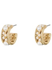 Oliver Bonas White Faux Pearl Dion Hoop Earrings - Image 1 of 6