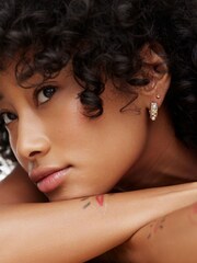 Oliver Bonas White Faux Pearl Dion Hoop Earrings - Image 6 of 6