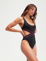 Speedo Black Womens Convertible Cut Out 1 Piece Swimsuit - Image 3 of 6