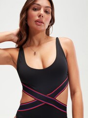 Speedo Black Womens Convertible Cut Out 1 Piece Swimsuit - Image 4 of 6