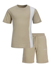 JACK & JONES JUNIOR Brown 100% Cotton T-Shirt and Short Set - Image 1 of 3