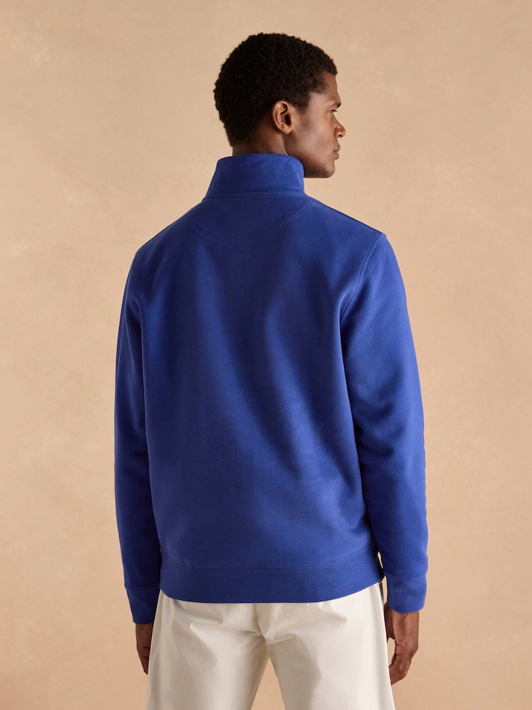Joules Jenkins Dark Blue Brushed Cotton Quarter Zip Sweatshirt - Image 2 of 7