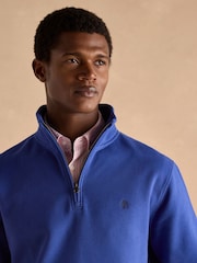 Joules Jenkins Dark Blue Brushed Cotton Quarter Zip Sweatshirt - Image 4 of 7