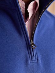 Joules Jenkins Dark Blue Brushed Cotton Quarter Zip Sweatshirt - Image 5 of 7