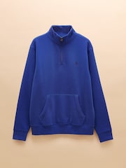 Joules Jenkins Dark Blue Brushed Cotton Quarter Zip Sweatshirt - Image 7 of 7