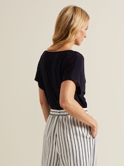 Phase Eight Blue Cheryl Cowl Neck Woven Front Top - Image 2 of 6