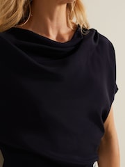Phase Eight Blue Cheryl Cowl Neck Woven Front Top - Image 5 of 6