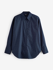 Navy Embellished Gem Oversized 100% Cotton Shirt - Image 6 of 7