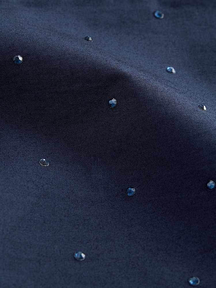 Navy Embellished Gem Oversized 100% Cotton Shirt - Image 7 of 7