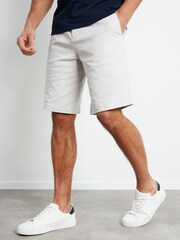 Threadbare Ecru Longer Length Cotton Twill Chino Shorts With Stretch - Image 1 of 4
