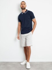 Threadbare Ecru Longer Length Cotton Twill Chino Shorts With Stretch - Image 3 of 4