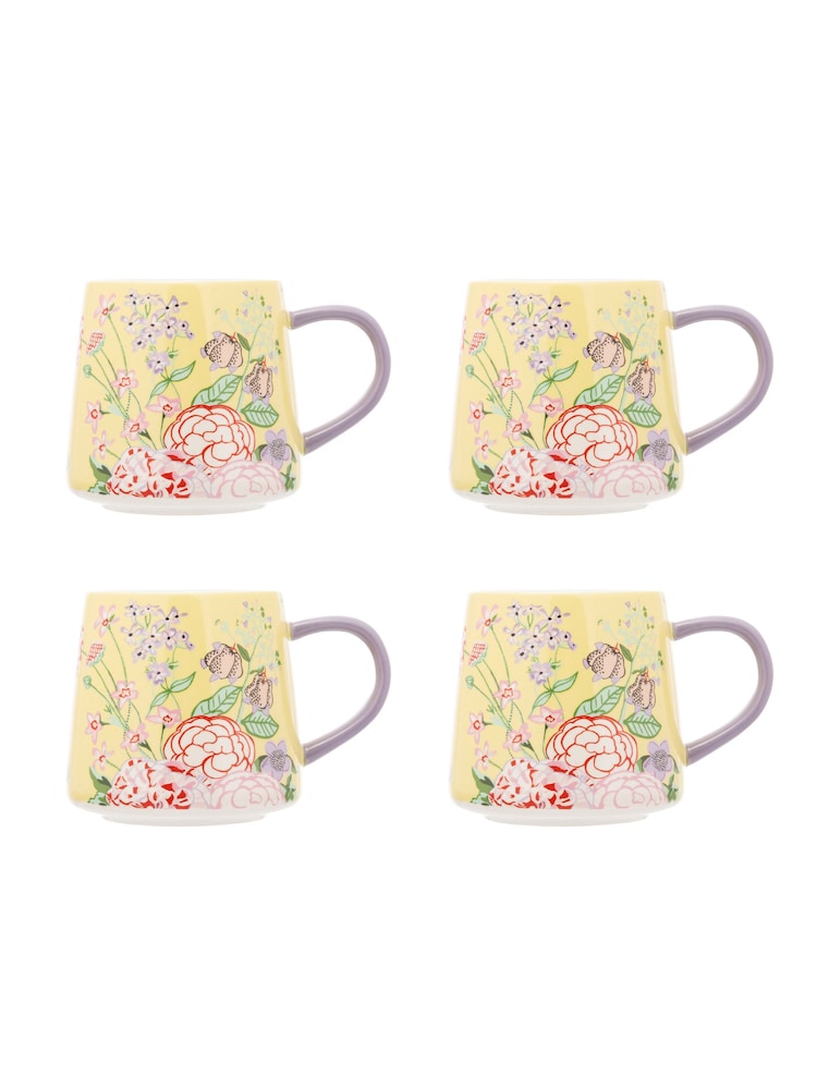 Cath Kidston Set of 4 Yellow Floral Fields Billie Mugs - Image 1 of 3