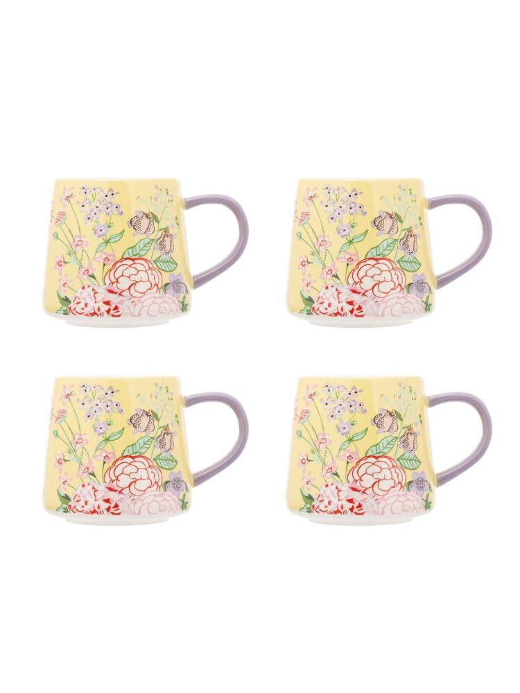 Cath Kidston Set of 4 Yellow Floral Fields Billie Mugs - Image 1 of 3 Cath Kidston Set of 4 Yellow Floral Fields Billie Mugs - Image 1 of 3