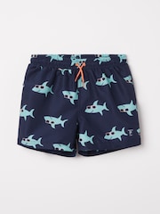 Polarn O. Pyret Sky Blue Sealife Print Swim Shorts - Image 1 of 3