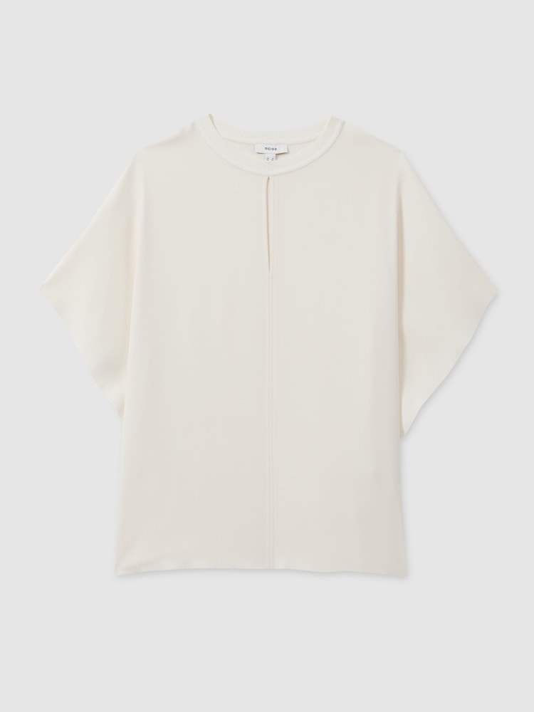 Reiss Ivory Tania Draped Sleeve Top - Image 2 of 7