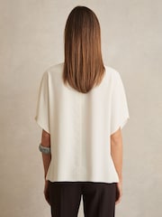 Reiss Ivory Tania Draped Sleeve Top - Image 6 of 7