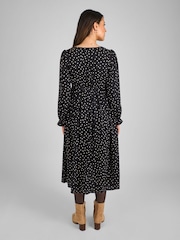 JoJo Maman Bébé Black Polka Dot V-Neck Maternity Midi Dress - Image 2 of 4