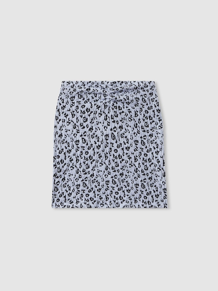 Good American Blue Print Good American Always Fits Textured Leopard Print Mini Skirt - Image 1 of 2