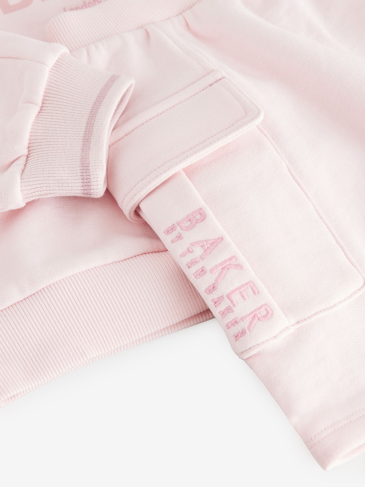 Baker by Ted Baker Pink 100% Cotton Sweat Top and Cargo Skirt Set - Image 14 of 16
