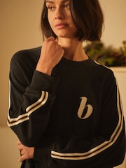 B by Ted Baker Cotton Modal Blend Knit Lounge Black Top - Image 4 of 8