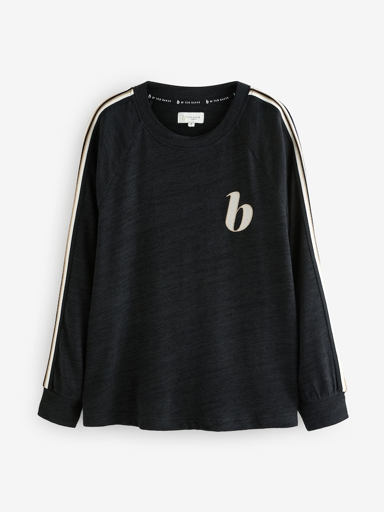 B by Ted Baker Cotton Modal Blend Knit Lounge Black Top - Image 6 of 8