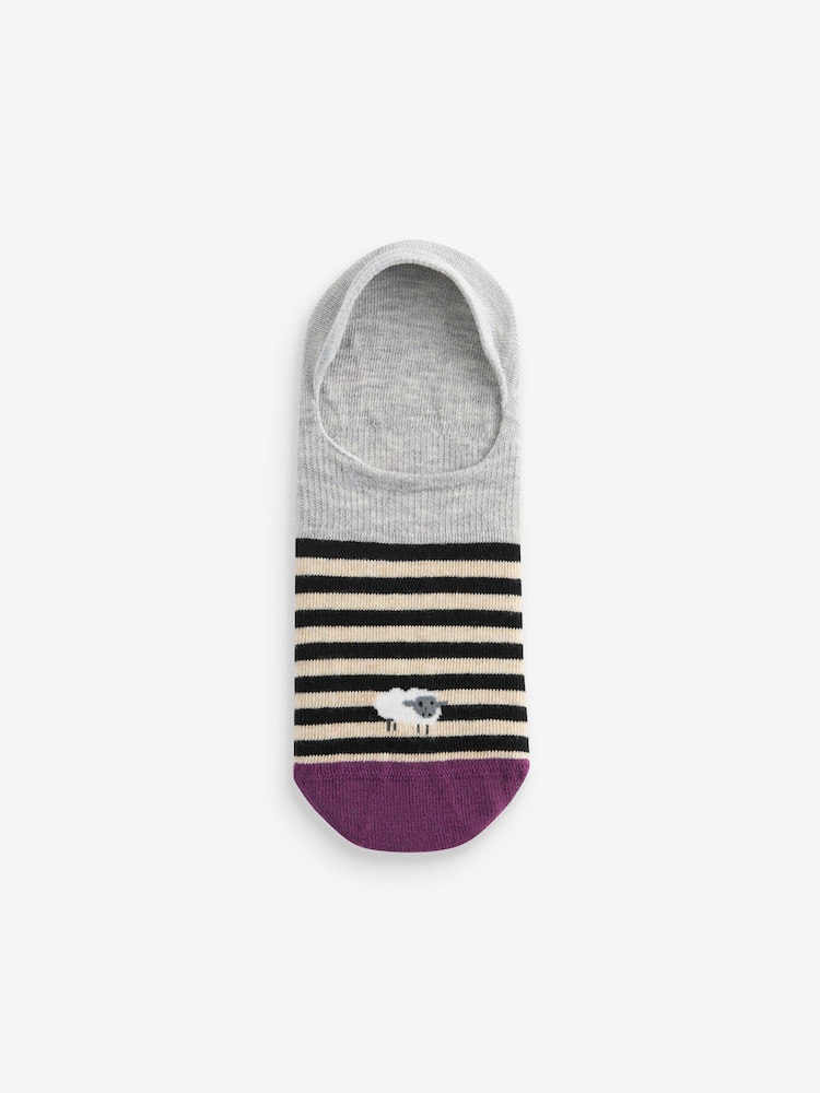 Black/White Sheep Invisible Socks 5 Pack - Image 2 of 6