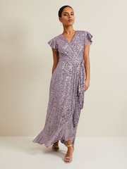 Phase Eight Purple Petite Carina Sequin Maxi Dress - Image 1 of 6