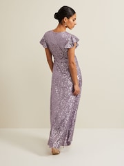 Phase Eight Purple Petite Carina Sequin Maxi Dress - Image 2 of 6