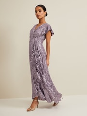Phase Eight Purple Petite Carina Sequin Maxi Dress - Image 5 of 6