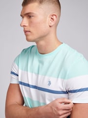 U.S. Polo Assn. Blue Mens Classic Fit Colourblock 100% Cotton T-Shirt - Image 3 of 4