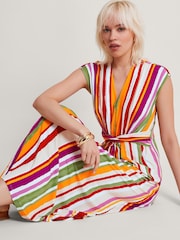Monsoon Pink Elise Stripe Maxi Dress - Image 1 of 5