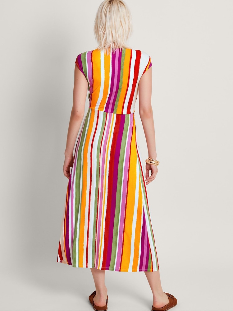 Monsoon Pink Elise Stripe Maxi Dress - Image 2 of 5