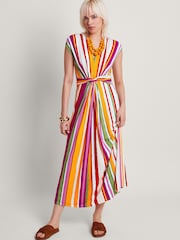 Monsoon Pink Elise Stripe Maxi Dress - Image 3 of 5